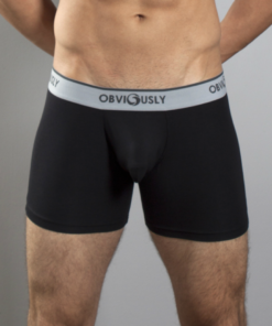 Sort anatomisk bambus boksershorts – 3" med elastisk linning og Obviously logo - Obviously Core