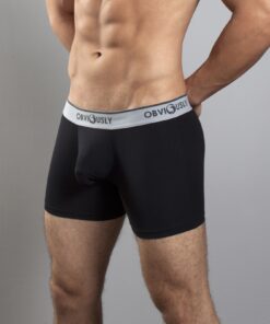 Sort anatomisk bambus boksershorts – 3" med tætsiddende pasform og flad tåsøm - Obviously Core