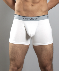 Hvid anatomisk bambus boksershorts – 3" med elastisk linning og Obviously logo