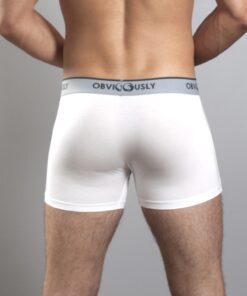 Hvid anatomisk bambus boksershorts – 3" med anatomisk design og kort benlængde