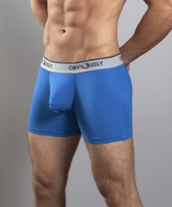 Blå anatomisk bambus boksershorts – 3" med tætsiddende pasform og flad tåsøm