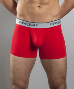 Rød anatomisk bambus boksershorts – 3" med elastisk linning og Obviously logo