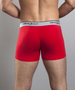 Rød anatomisk bambus boksershorts – 3" med anatomisk design og kort benlængde