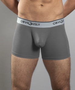 Grå anatomisk bambus boksershorts – 3" med elastisk linning og Obviously logo