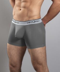 Grå anatomisk bambus boksershorts – 3" med tætsiddende pasform og flad tåsøm - Obviously Core