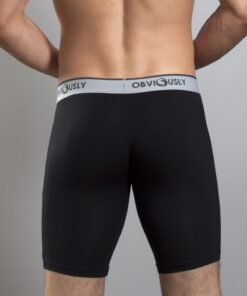 Sort anatomiske bambus boksershorts – 9″ med anatomisk design og ekstra benlængde - Obviously Core