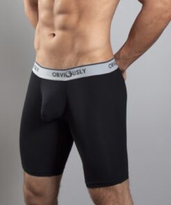 Sort anatomiske bambus boksershorts – 9″ med tætsiddende pasform og flad tåsøm - Obviously Core