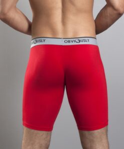 Rød anatomiske bambus boksershorts – 9″ med anatomisk design og ekstra benlængde - Obviously Core