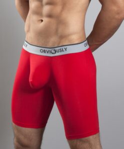 Rød anatomiske bambus boksershorts – 9″ med tætsiddende pasform og flad tåsøm - Obviously Core