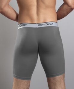 Grå anatomiske bambus boksershorts – 9″ med anatomisk design og ekstra benlængde - Obviously Core