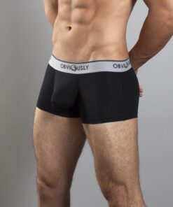 Sort anatomisk bambus trunk tights – sideprofil med anatomisk design og flade sømme - Obviously Core