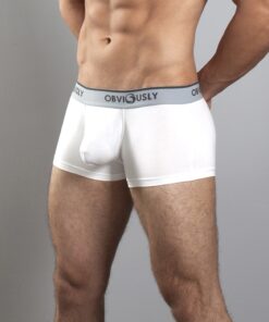 Hvid anatomisk bambus trunk tights – sideprofil med anatomisk design og flade sømme - Obviously Core