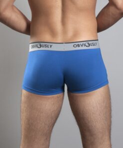Blå anatomisk bambus trunk tights – bagfra med fokus på komfort og bevægelsesfrihed - Obviously Core
