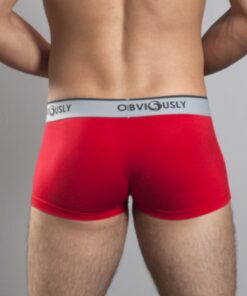 Rød anatomisk bambus trunk tights – bagfra med fokus på komfort og bevægelsesfrihed - Obviously Core