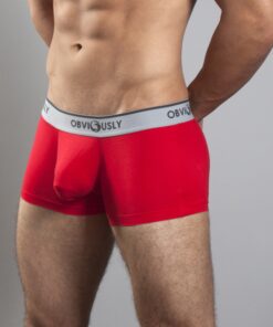 Rød anatomisk bambus trunk tights – sideprofil med anatomisk design og flade sømme - Obviously Core
