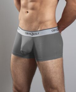 Grå anatomisk bambus trunk tights – sideprofil med anatomisk design og flade sømme - Obviously Core