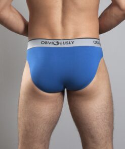 Blå anatomisk bambus hipster underbukser – bagfra med fokus på komfort og bevægelsesfrihed - Obviously Core