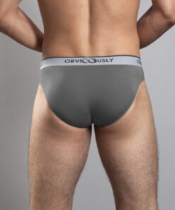 Grå anatomisk bambus hipster underbukser – bagfra med fokus på komfort og bevægelsesfrihed - Obviously Core
